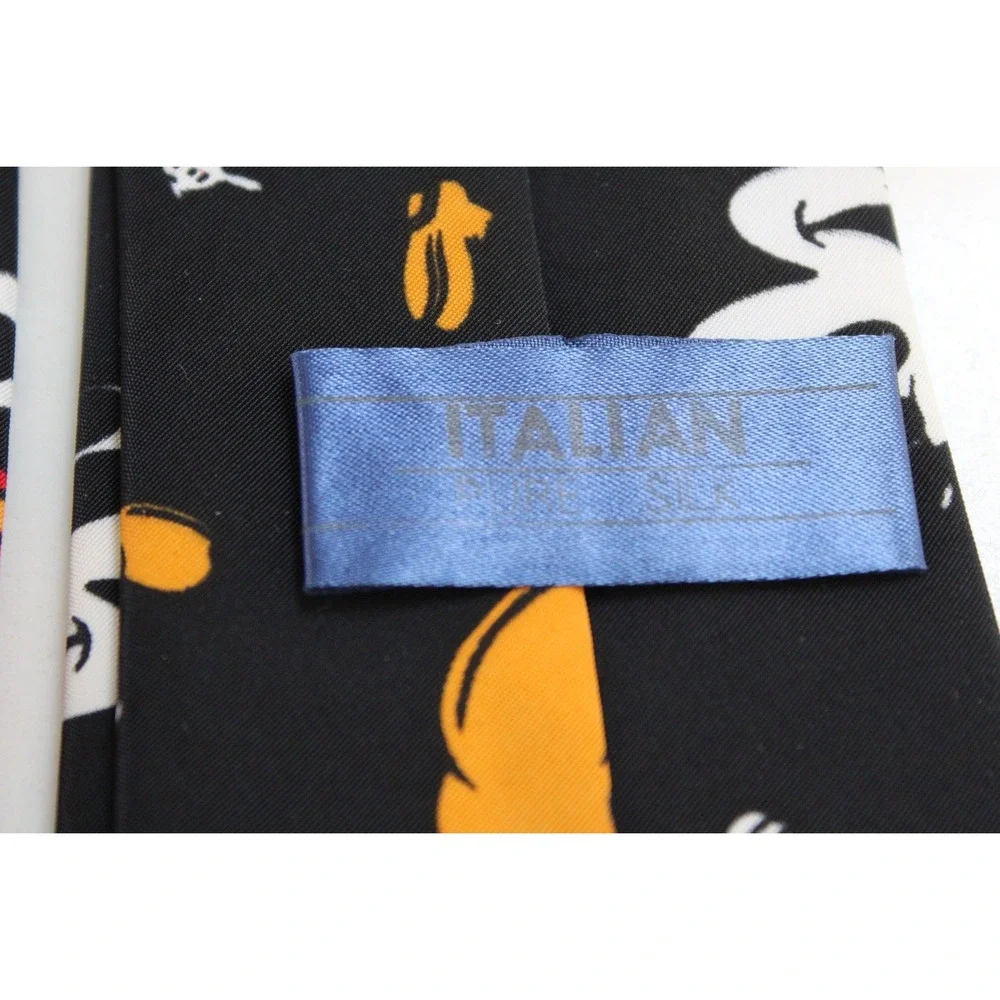 Italian‎ Pure Silk Black Necktie Mickey Mouse Icon Print Disney Vintage